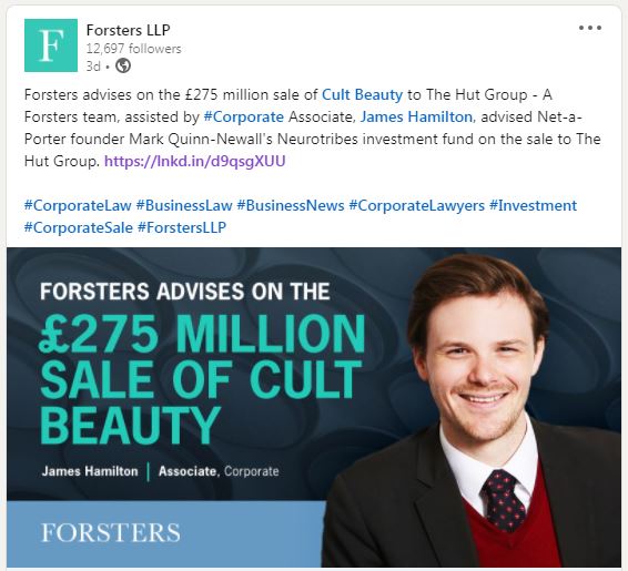 Forsters On The £275 Million Sale Of Cult Beauty Neurotribes Holdings